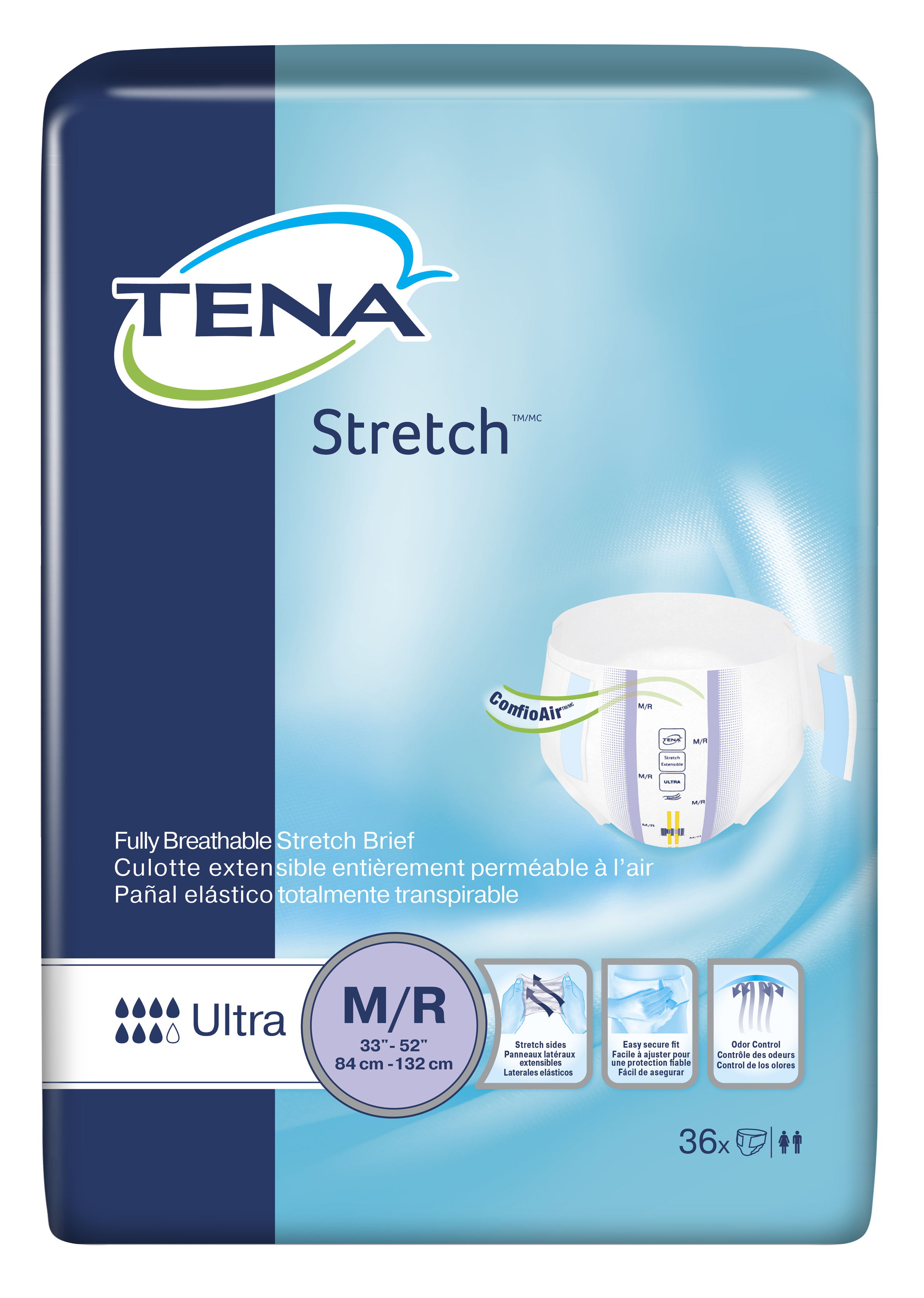 TENA Stretch Ultra Briefs, Medium/Regular
