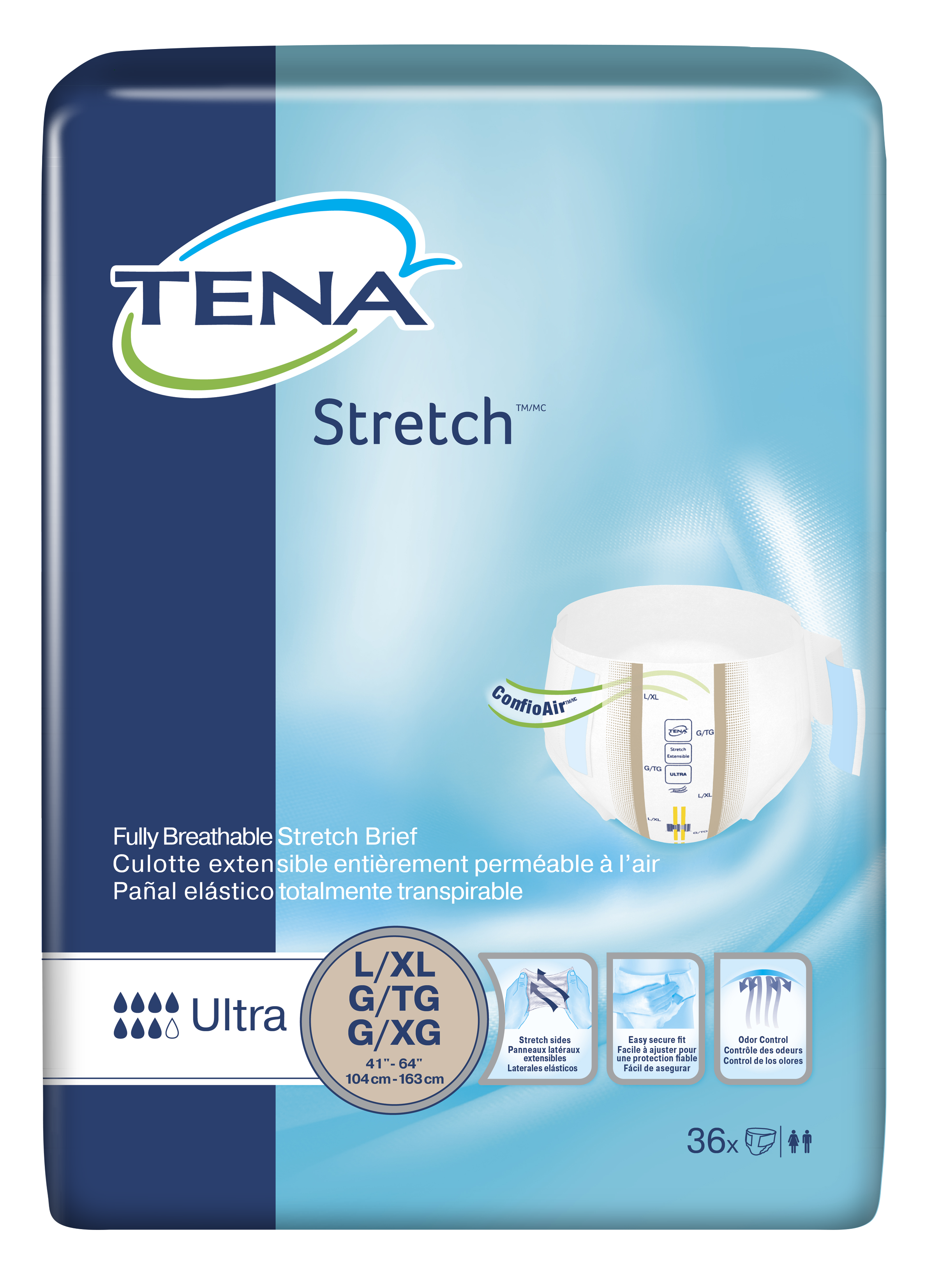 TENA Stretch Ultra Briefs, Large/X-Large